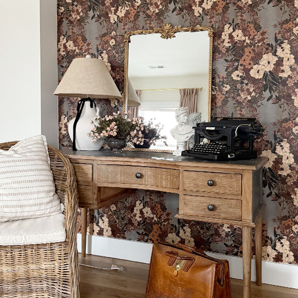 Golden Floral Rectangular Mirror