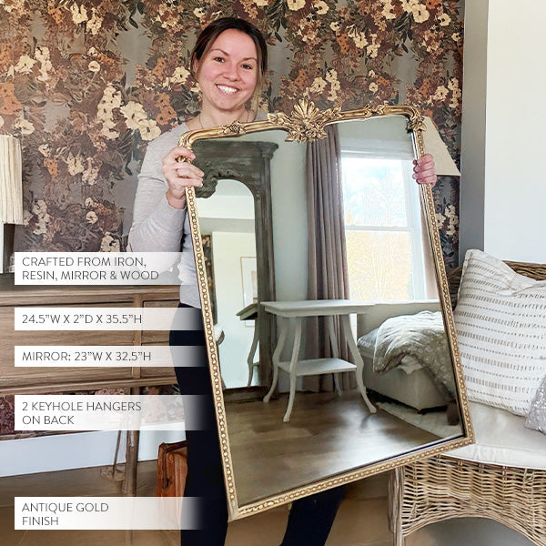 Golden Floral Rectangular Mirror