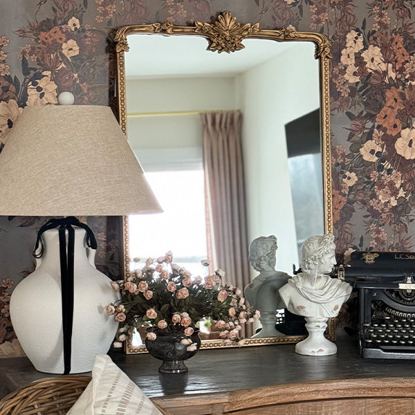 Golden Floral Rectangular Mirror